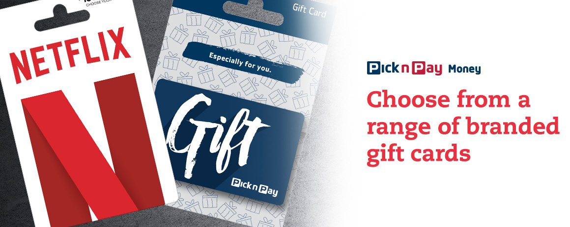 Choose from a range of branded gift cards