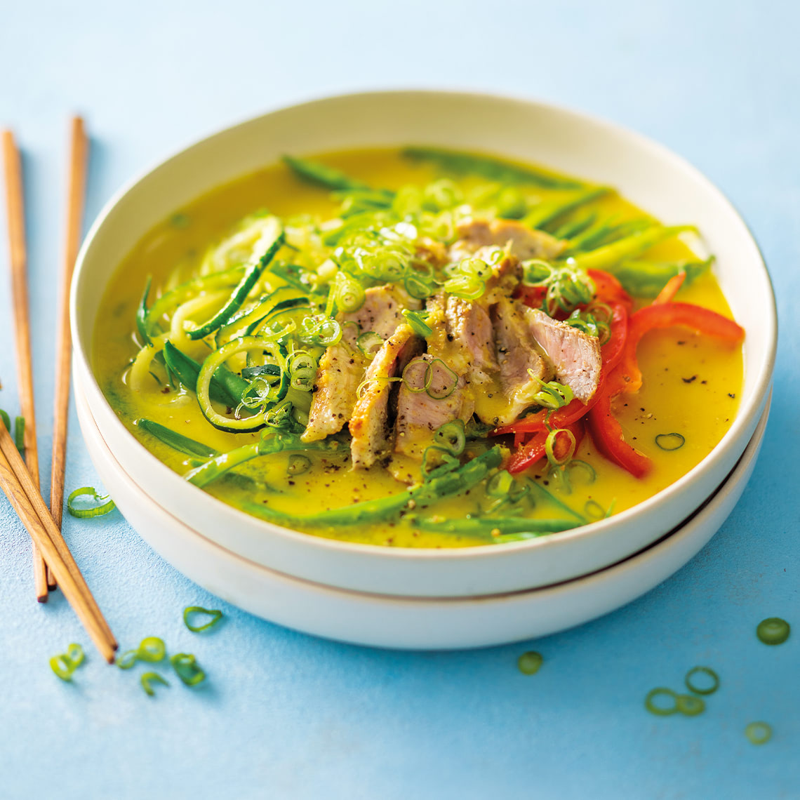 Pork and baby marrow laksa