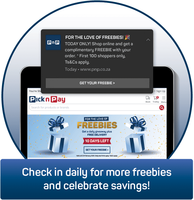 10 days of daily deals, freebies and free delivery Pick n Pay Online