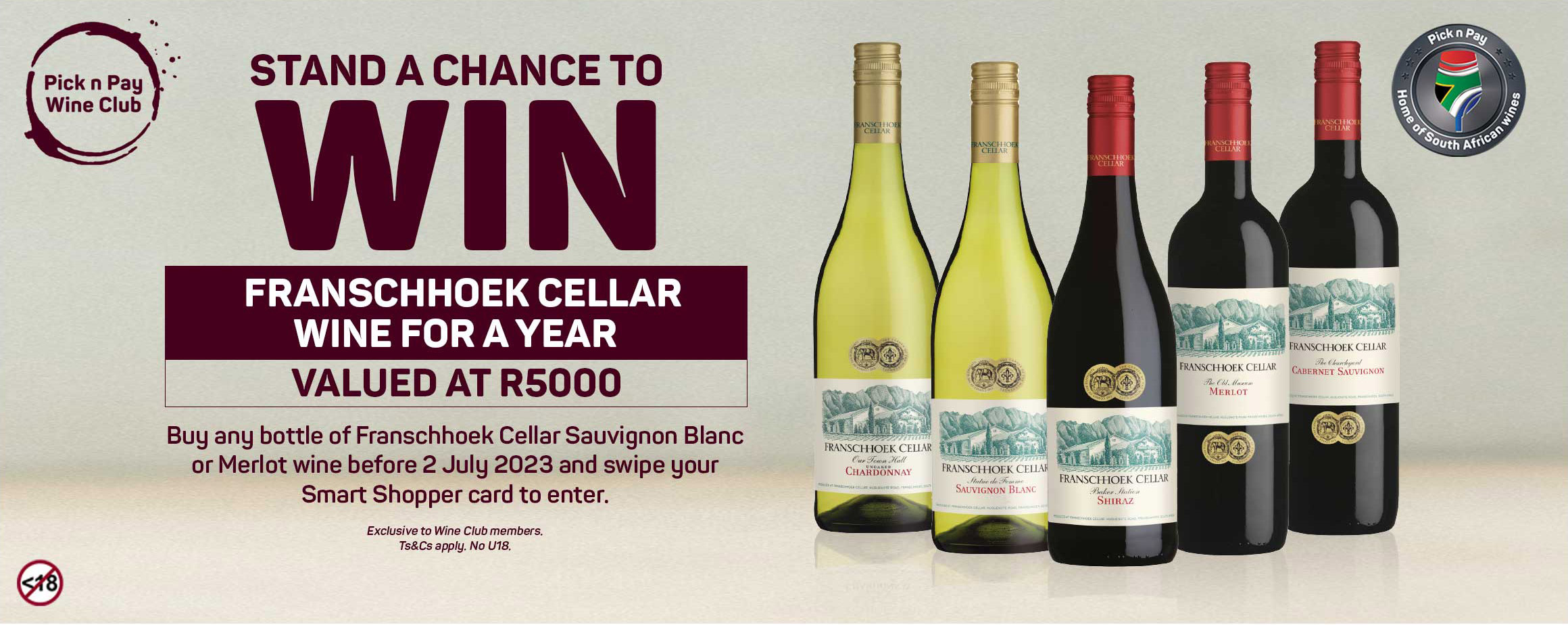 STAND TO WIN FRANSCHHOEK CELLAR WINE FOR A YEAR Pick n Pay Wine Club