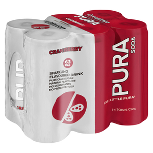 Pura Soda Cranberry Flavoured Sparkling Drink 6 x 300ml | PnP