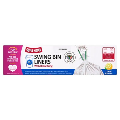 Supa Mama Lemon Scented Swing Bin Liners with Drastring 660mm x