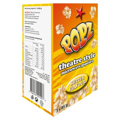 Popz Microwave Popcorn Butter 85g 3 Pack | PnP