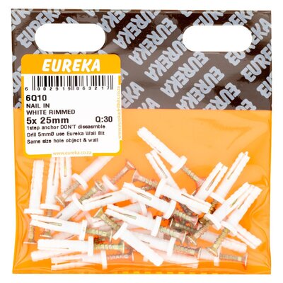 Eureka Nail-In White Rimmed 5 x 25mm 30 Pack | PnP