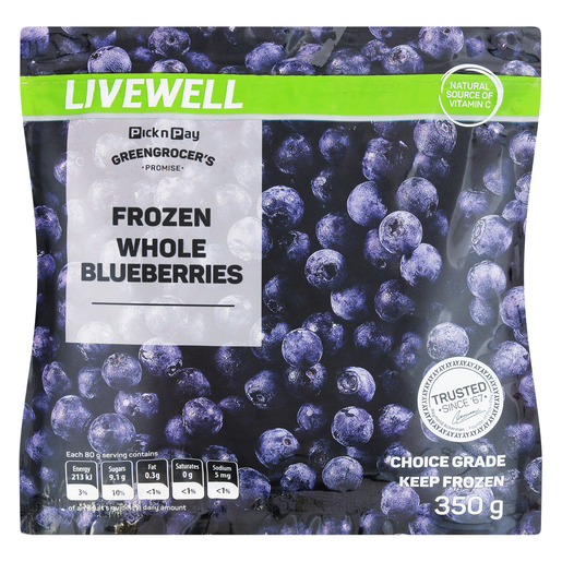 PnP Live Well Frozen Whole Blueberries 350g Smart Price Specials