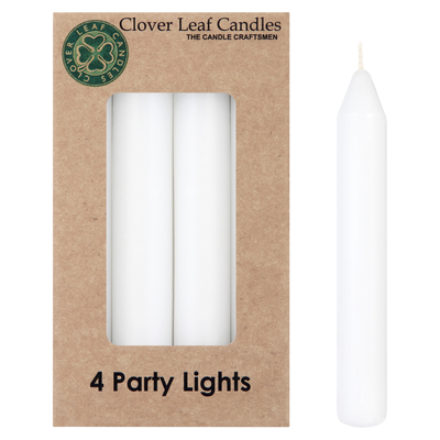 Clover Leaf Candles' Party Light White Candles 4 Pack | Smart