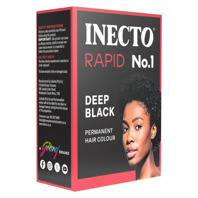Inecto Rapid No.1 Deep Black Permanent Hair Colouring 2 x 25ml | PnP