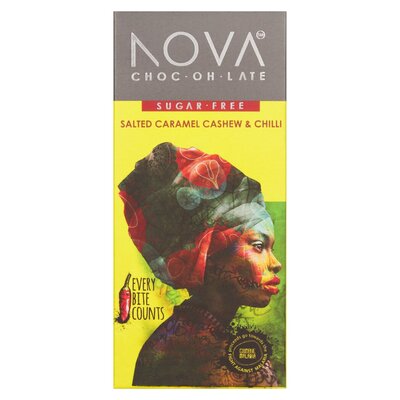 Nova Chocolate Sugar Free Salted Caramel Cashew & Chilli 40g