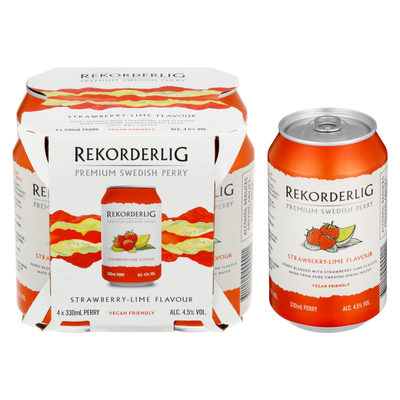 Rekorderling Strawberry-Lime Flavour Premium Swedish Perry Cans 4