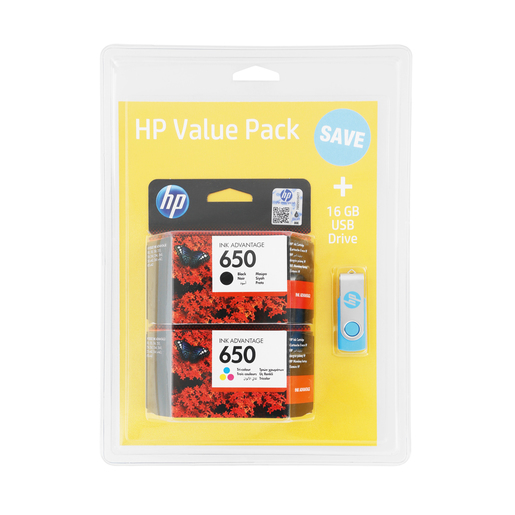 HP 650 BLACK AND COLOUR WITH 16GB USB | PnP