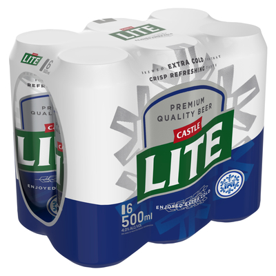 Castle Lite Premium Lager Beer 6 x 500ml | Smart Price Specials | PnP Home