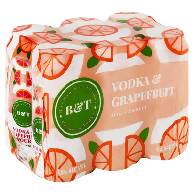 B&T Vodka & Grapefruit Spirit Cooler 6 x 440ml | Smart Price Specials ...