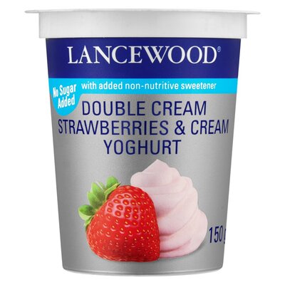 Lancewood Double Cream Strawberry & Cream Flavoured Yoghurt 150g