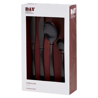 DAY Matte Black Stainless Steel Cutlery Set 16 Piece
