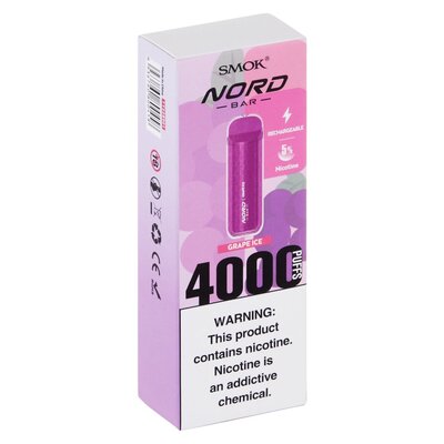 SMOK Nord Bar Purple Grape Ice 5% Rechargeable Disposable Vape 8.5ml 4000  Puffs | PnP