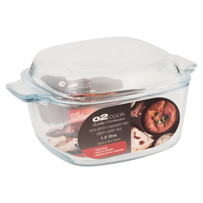 O2 Cook Square Glass Casserole 1.5L | PnP