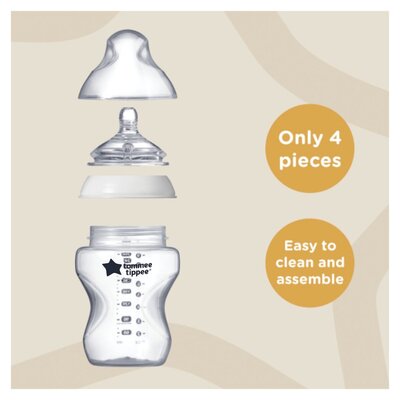 Tommee Tippee Closer To Nature 260ml Self Sterilizing Clear Bottle  0M+
