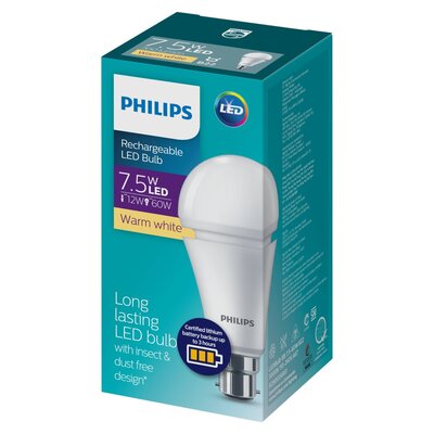 Philips 7.5W Warm White Bayonet Cap Led Emergency Rechargeable | PnP