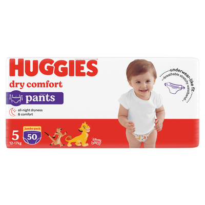 Huggies Dry Comfort Pants Size 5 (12-15kg) Jumbo Pack 50 Pants