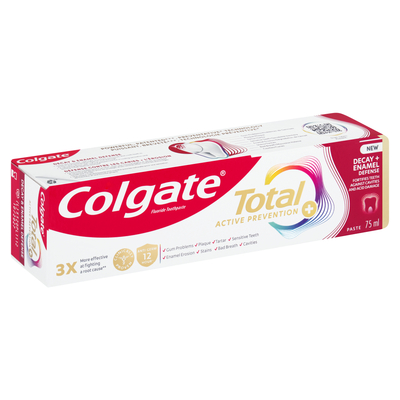Colgate Total Active Prevention Decay & Enamel Defense Toothpaste 75ml ...