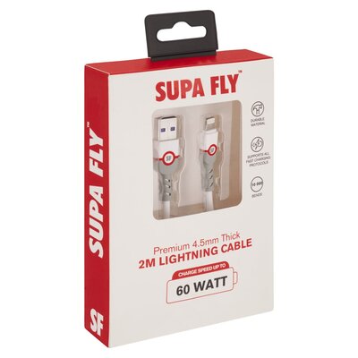 Superfly 2.4A White Lightning Cable 2m | Smart Price Specials | PnP Home