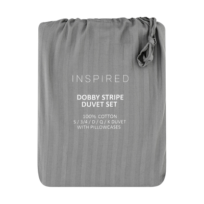 Inspired Duvet Dobby Striped Grey Set Double | Smart Price Specials ...