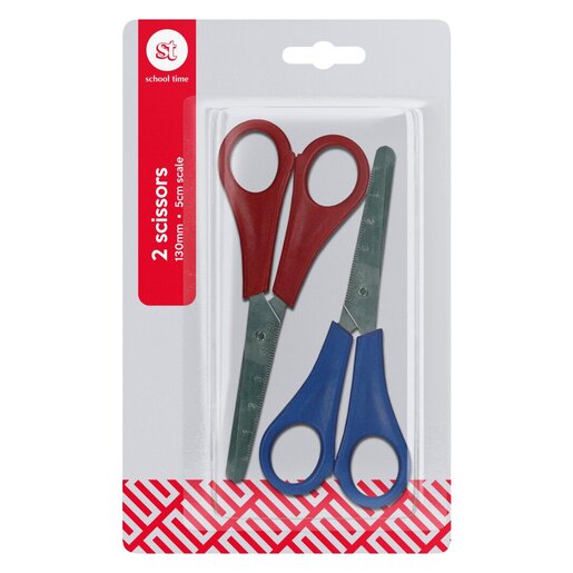 School Time Scissors 130mm With 50mm Rulers 2 Pack | PnP