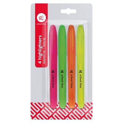School Time Highlighter Pen Type 4 Pack