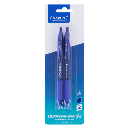 Marlin Blue Gel Ink Retractable Pen 2 Pack 0.7mm | PnP