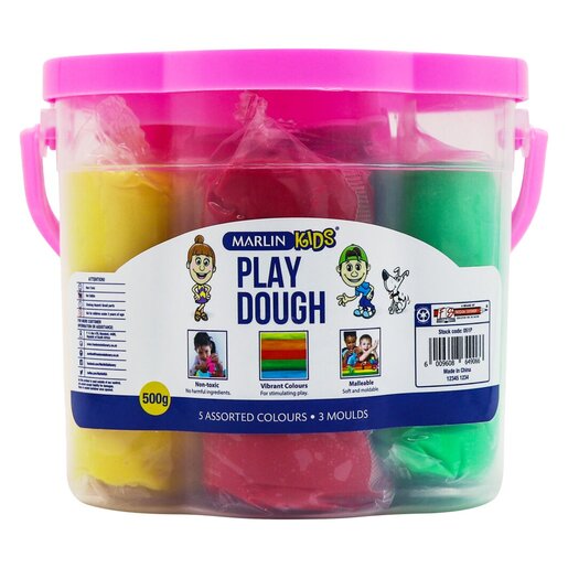 Marlin Play Dough Bucket 5 Colours + 3 moulds 500g | Smart Price ...