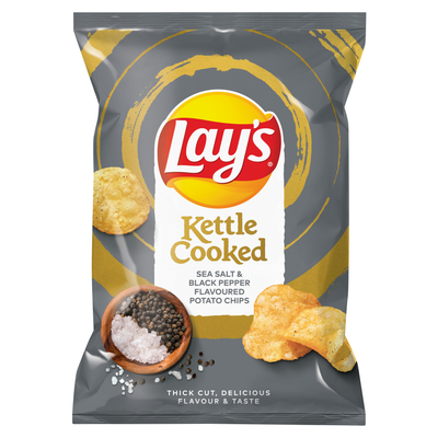 Lay's Sea Salt & Black Pepper Kettle Cooked Potato Chips 120g