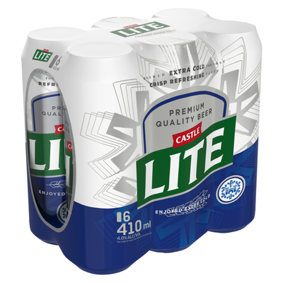 Castle Lite Premium Lager Beer 6 x 410ml | PnP