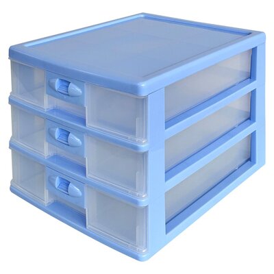 Ambolt A4 3-Layer Clear & Blue Plastic Storage Box