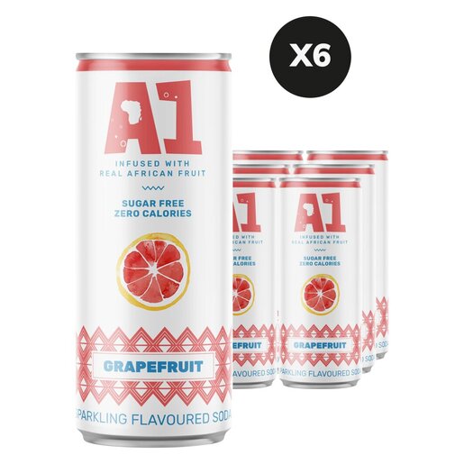 A1 Fruit Water Grapefruit Flavoured Sparkling Soda 6 x 300ml PnP