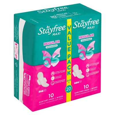 Stayfree Maxi Regular Sanitary Pads With Wings Uncented 20 Pack | PnP