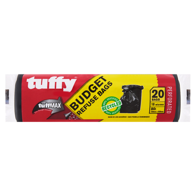 Tuffy Budget Black Refuse Bags 750mm x 950mm 20 Pack