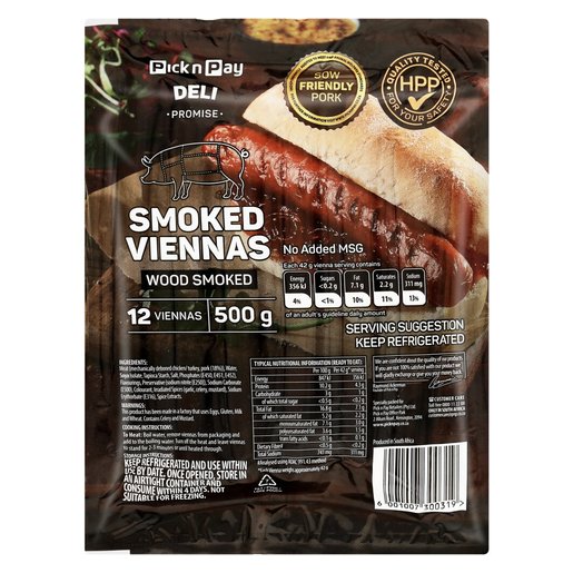 PnP Wood Smoked Viennas 500g PnP