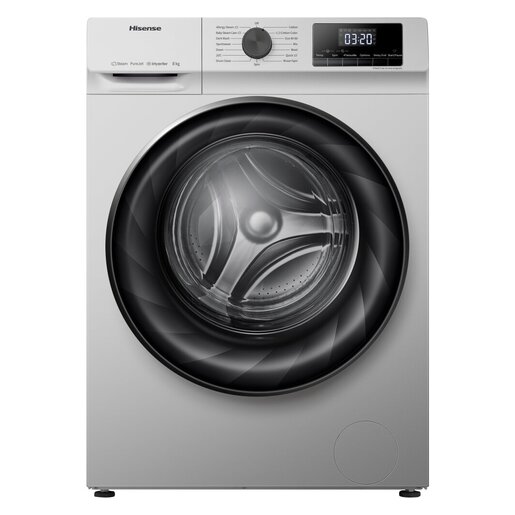HISENSE 8kg Silver Front Loader Washing Machine WFHV8012S PnP