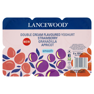 Lancewood Strawberry Granadilla Apricot Double Cream Yoghurt 6