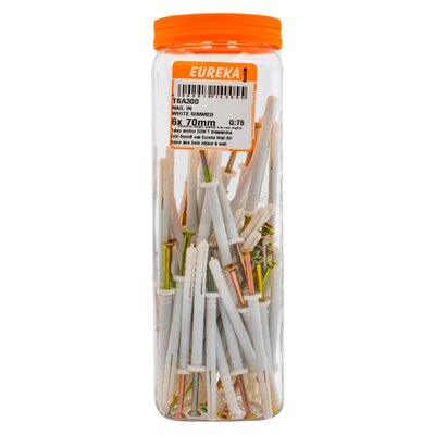 Eureka Nail In White Rimmed 6 x 70mm 75 Pack | PnP