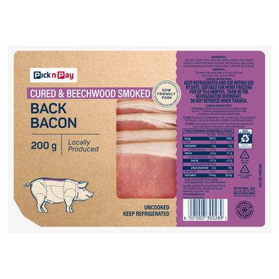 PnP Back Bacon 200g
