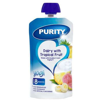 Purity Pouch Dairy with Tropical Fruit 110ml from 6 Months