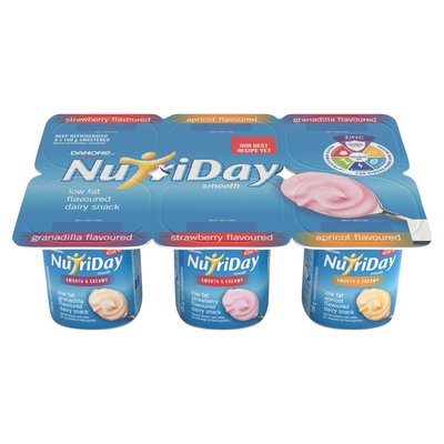 Danone Nutriday Low Fat Smoothy, Strawberry, Granadilla & Apricot Dairy Snack 6 x 100g
