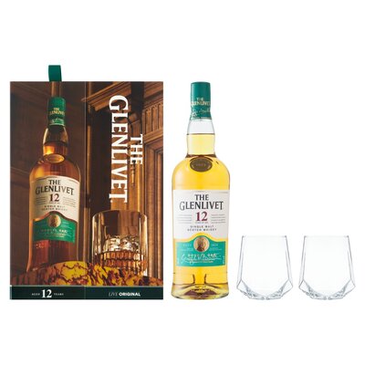 The Glenlivet 12 2本セット Glenlivet 12yo Scottish Whisky with 2 Glasses | PnP