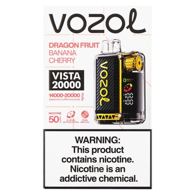 Vozol Dragon Fruit Banana Cherry 5% Vista 2000 Rechargeable Disposable Vape 