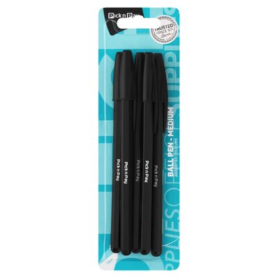 PnP Ball Pen Med Black 5 Pack