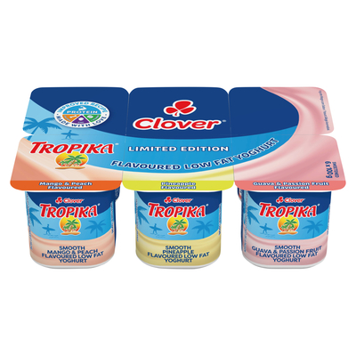 Clover Tropika Limited Edition Assorted Low Fat Yoghurt 6 x 100g