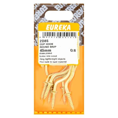 Eureka Cup Hook Long Thread & Plug 50mm 4 Pack | Smart Price