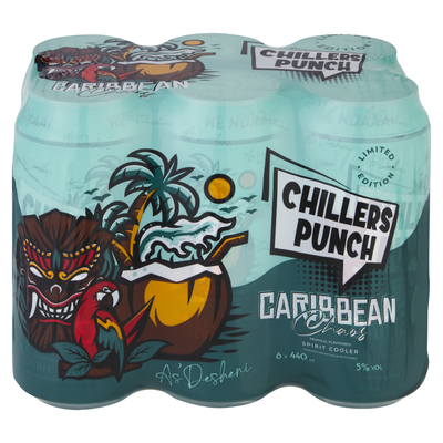 Chillers Punch Caribbean Chaos Tropical Flavoured Spirit Cooler 6 X 