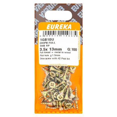 Eureka Chipboard Full Thread 3.5 x 13mm 100 Pack | Smart Price